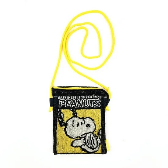 Snoopy PEANUTS 75th Anniversary Dot Pouch Shoulder Mini Size Yellow