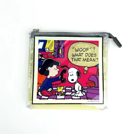Snoopy Square 3-Pocket Pouch, Vivid Yellow
