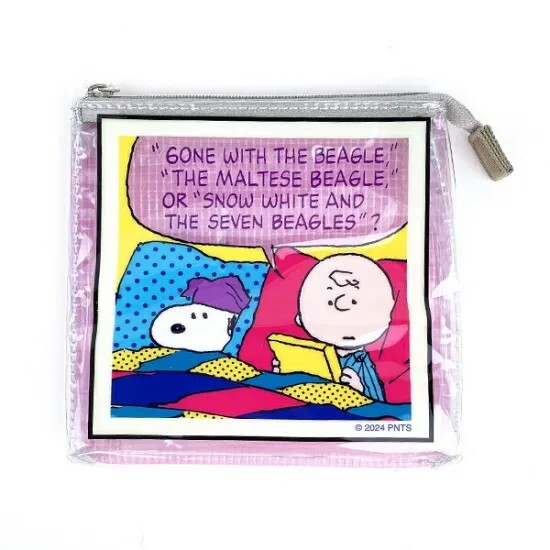 Snoopy Square 3-Pocket Pouch, Vivid Pink