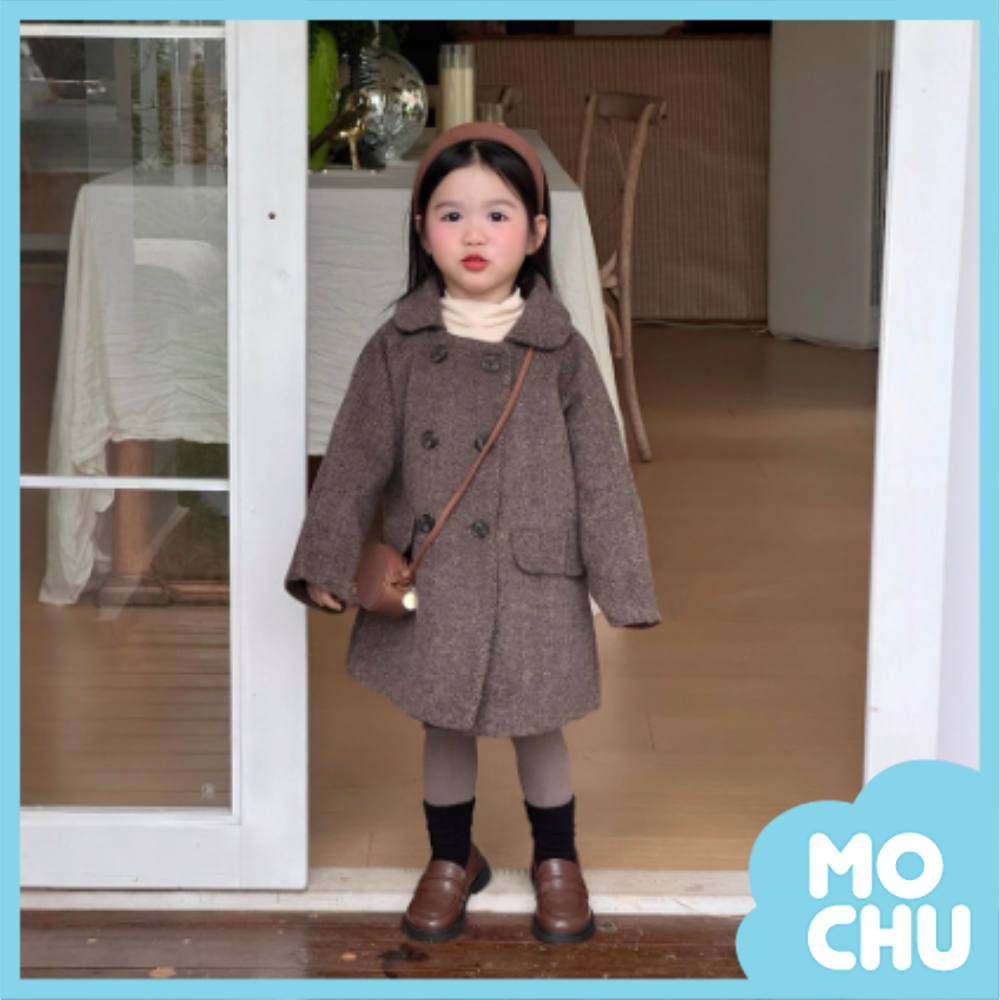 英倫雙排扣人字紋大衣