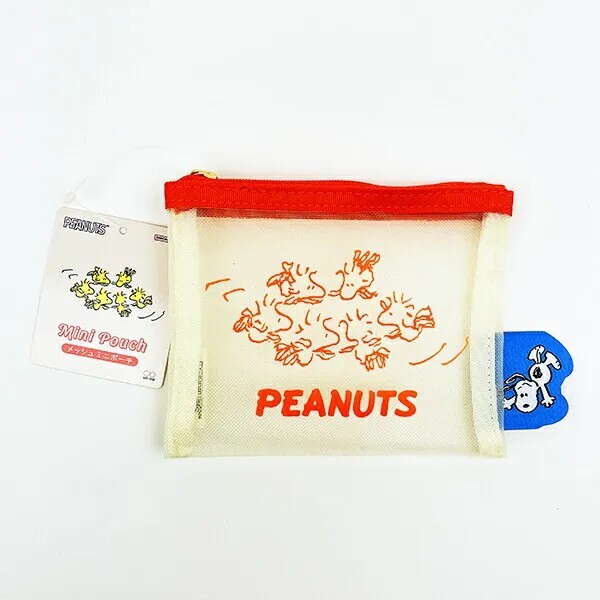 Snoopy Woodstock Mini Mesh Pouch Ivory