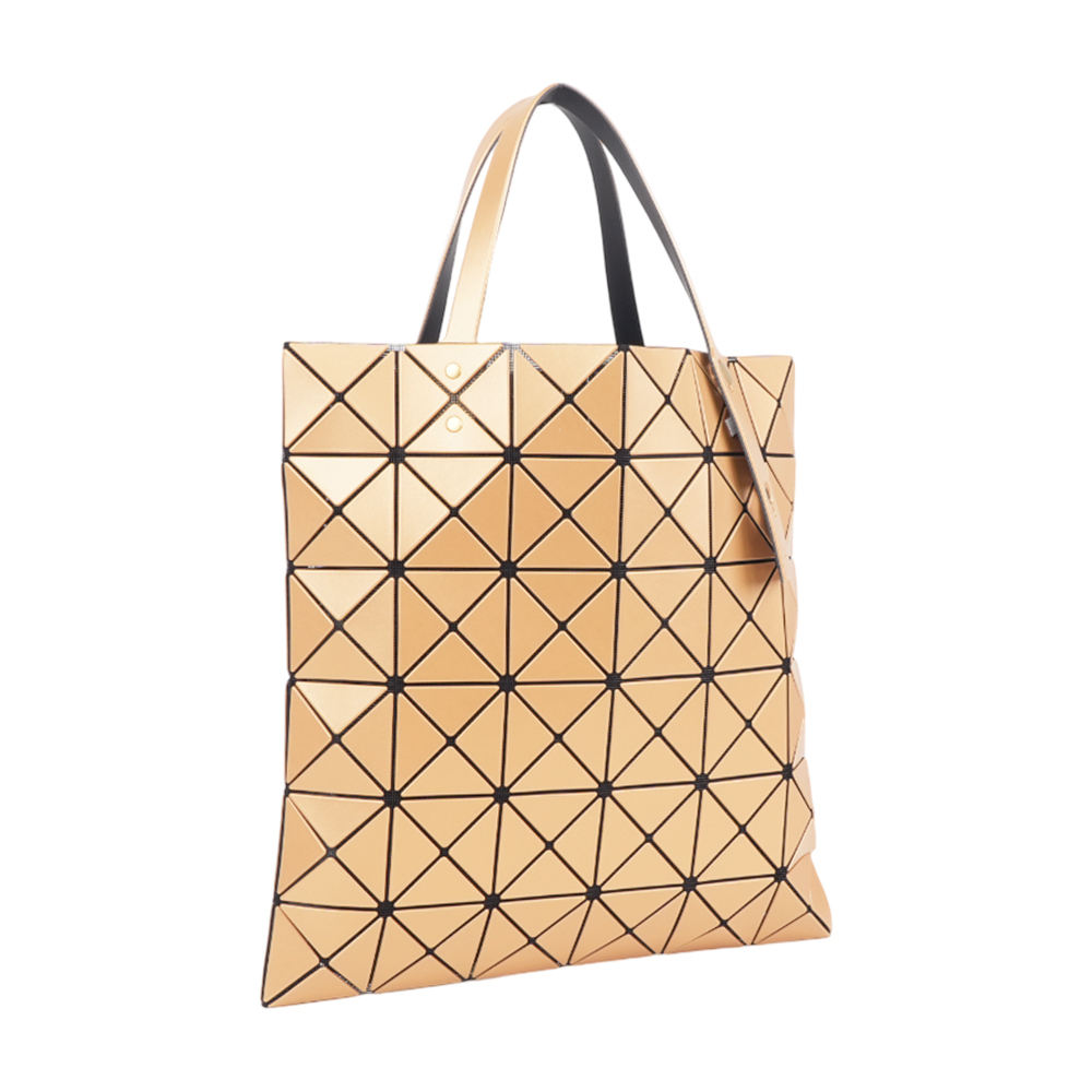 【ISSEY MIYAKE三宅一生】BAO BAO LUCENT 6X6 金屬光澤亮面手提包(淺棕色)