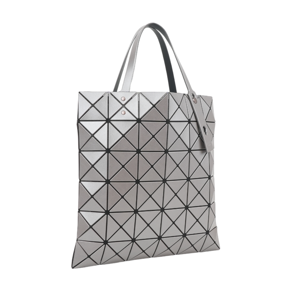 【ISSEY MIYAKE三宅一生】BAO BAO LUCENT 6X6 金屬光澤亮面手提包(銀棕色)