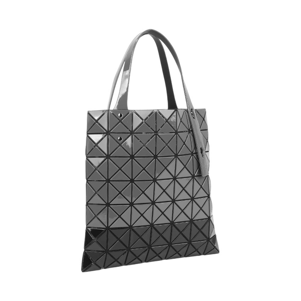 【ISSEY MIYAKE三宅一生】BAO BAO PRISM 7X7 拼接色亮面手提包(深灰x黑色)