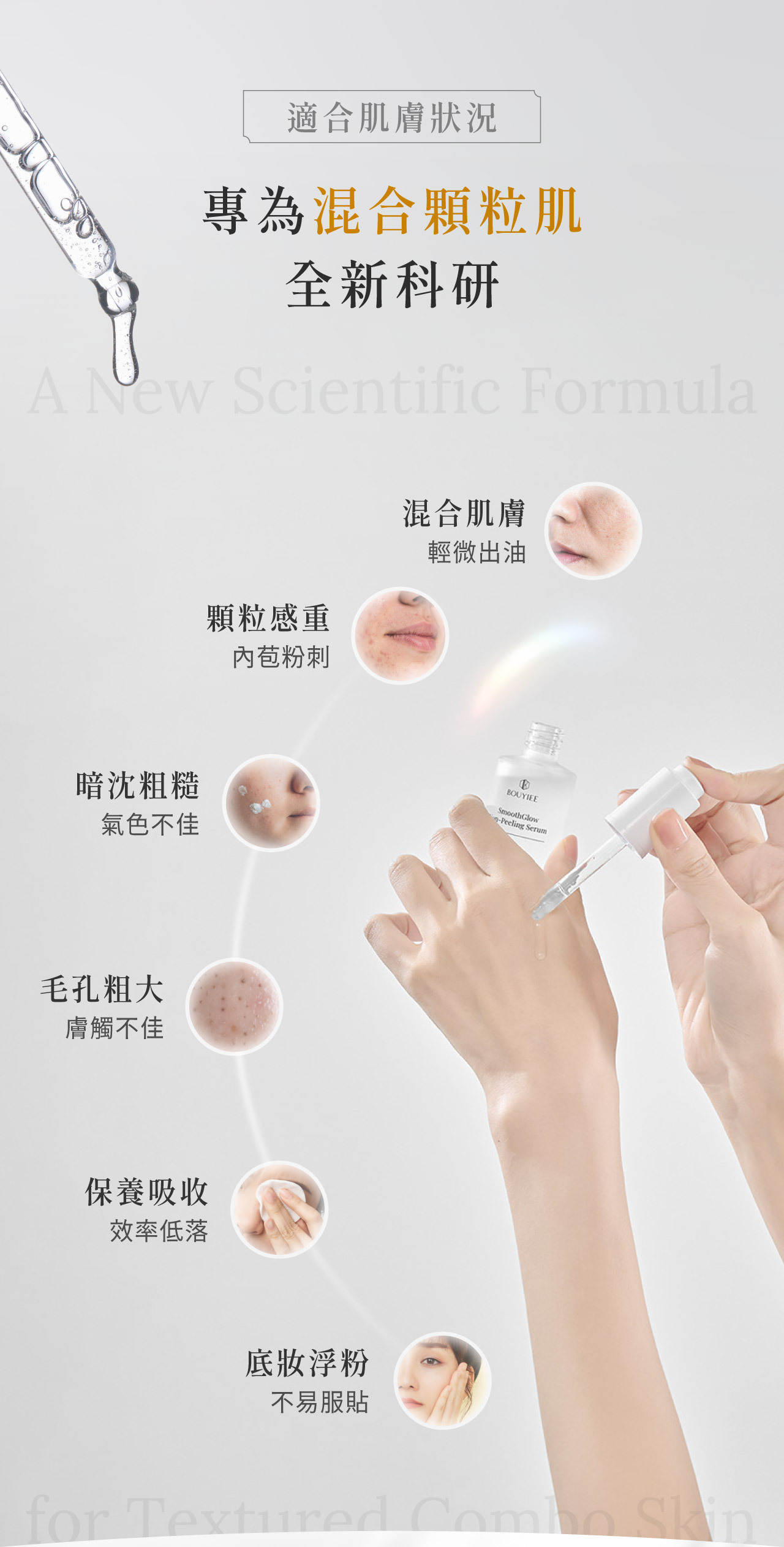 專為混合顆粒肌膚設計，改善顆粒感、內包粉刺、粗糙感