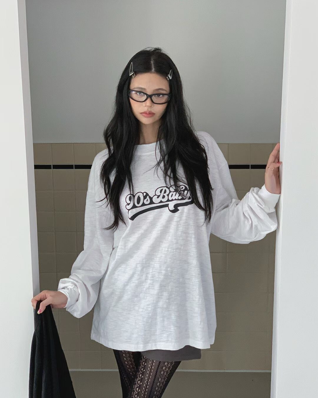 #AD85竹節棉90寶貝上衣(白/黑)