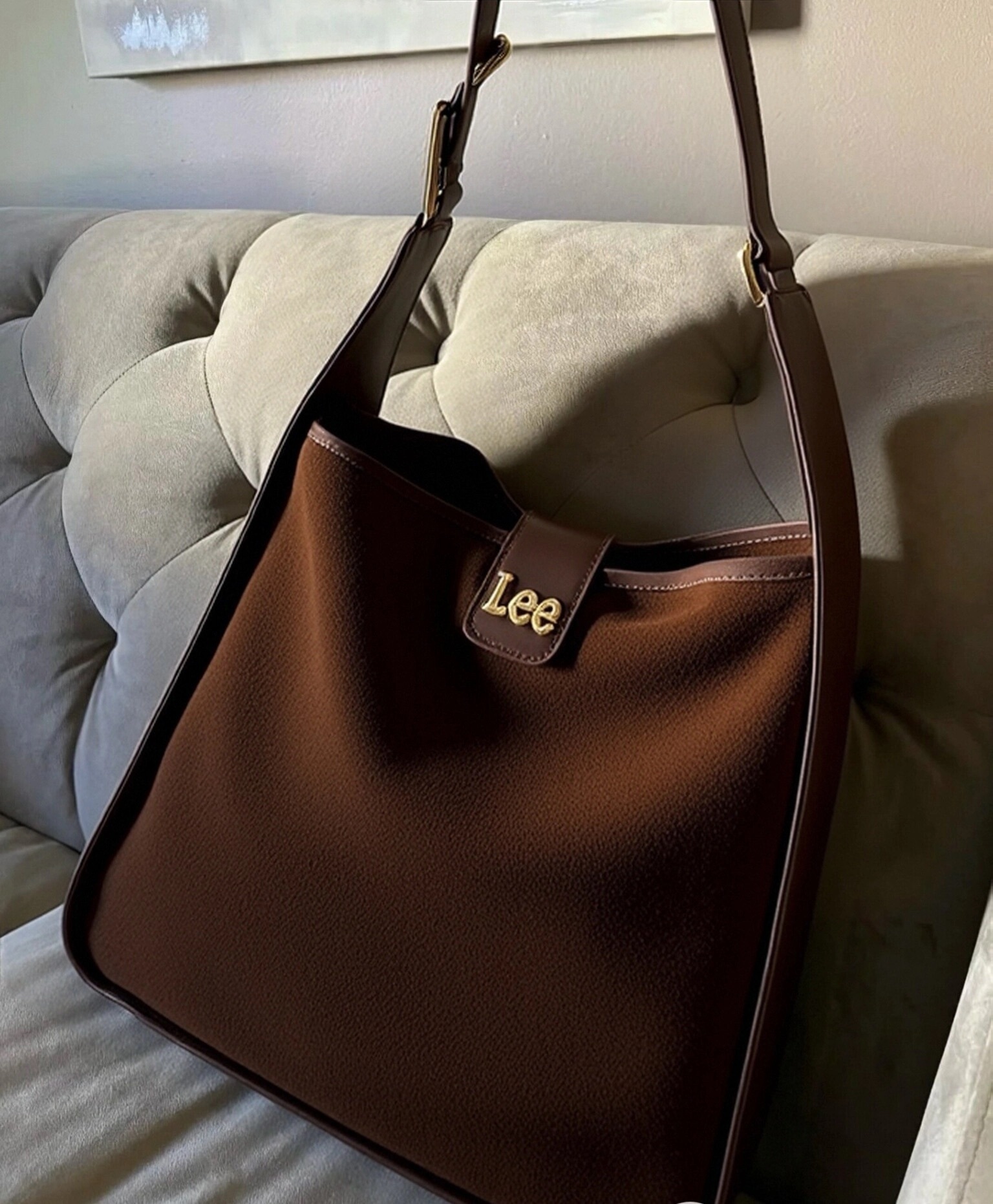 代購-LEE 秋冬 新款 麂皮 托特包