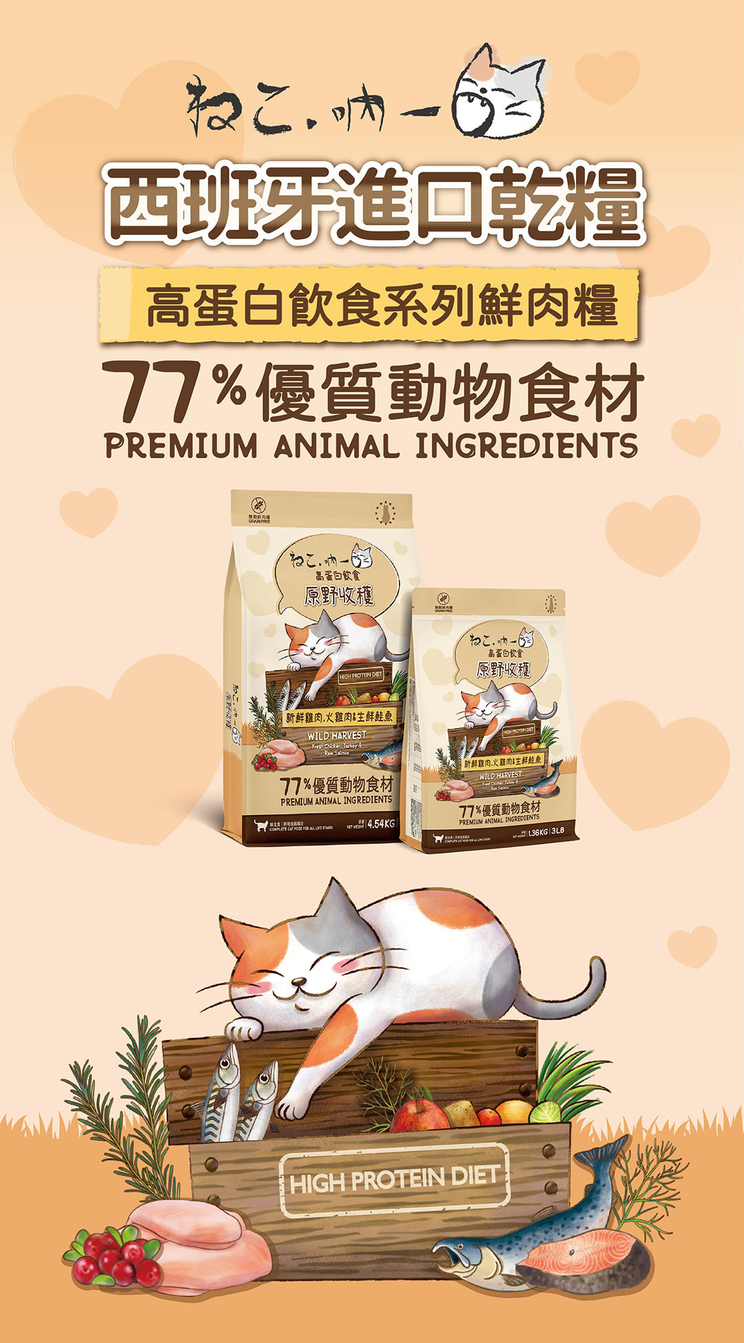 吶一口-鮮肉飼料-貓飼料-田園雙饗宴-室內貓雙饗宴-原野收穫-餵食量表