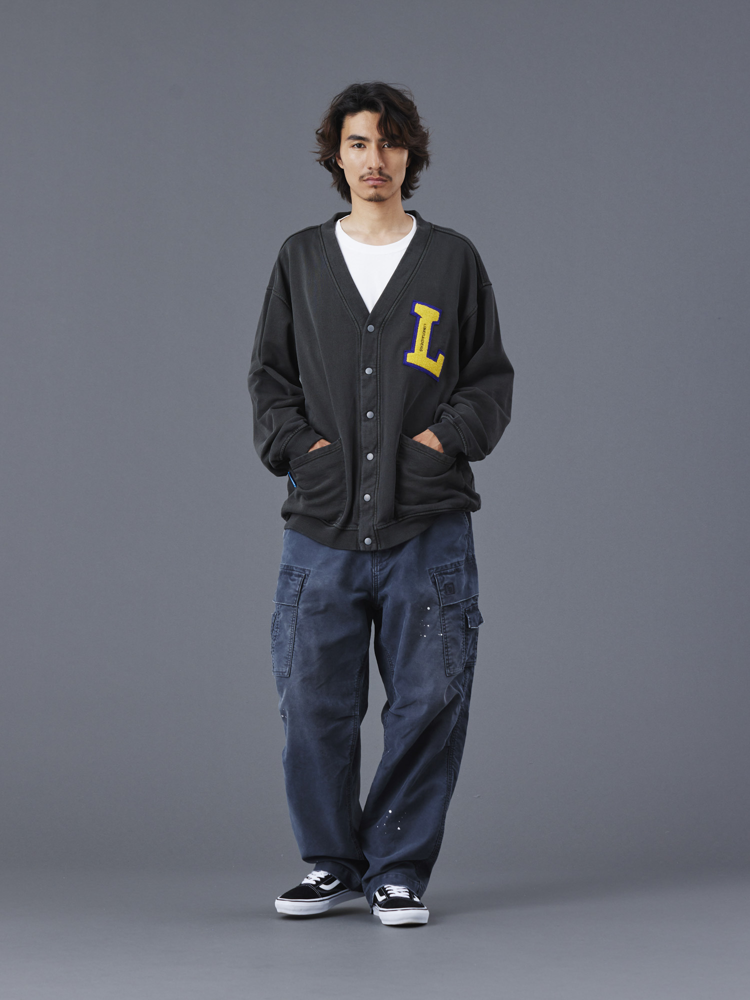 LIBERAIDERS GARMENT DYED SWEAT CARDIGAN 773022503 CHA