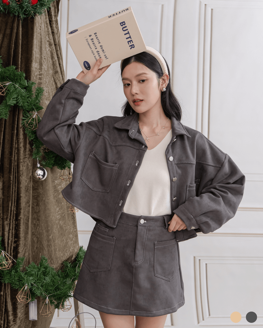 休閑麂皮口袋套裝