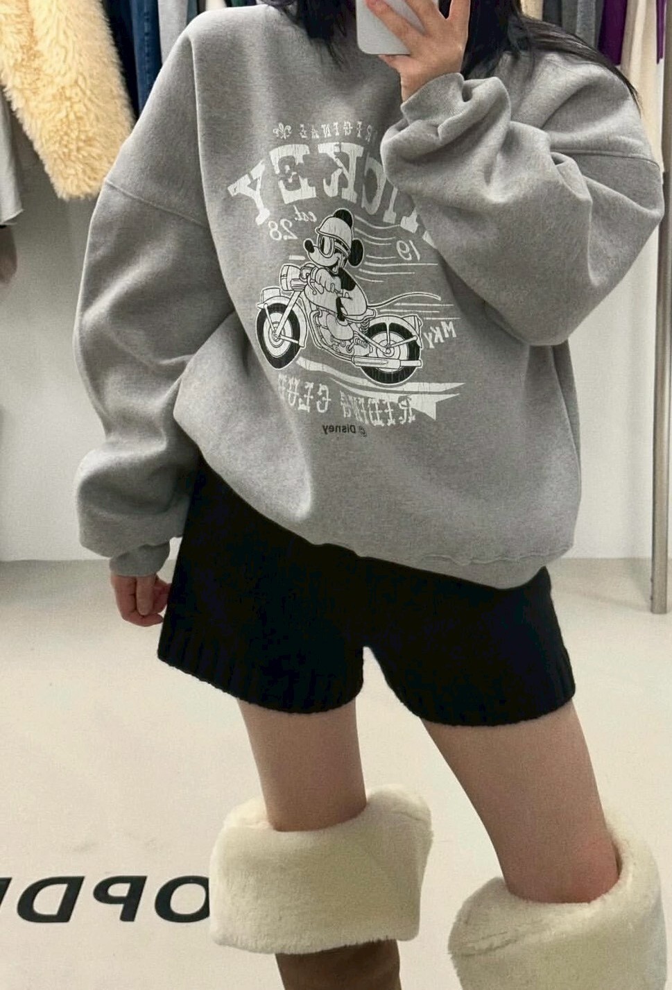 #AD91米奇賽車衛衣(深藍/灰)