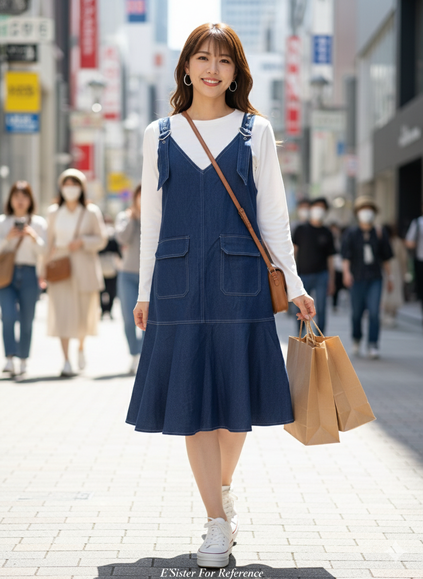 排釦飾釦工裝丹寧洋裝 C8