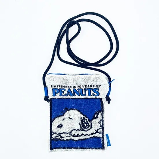Snoopy PEANUTS 75th Anniversary Dot Pouch Shoulder Mini Size Blue