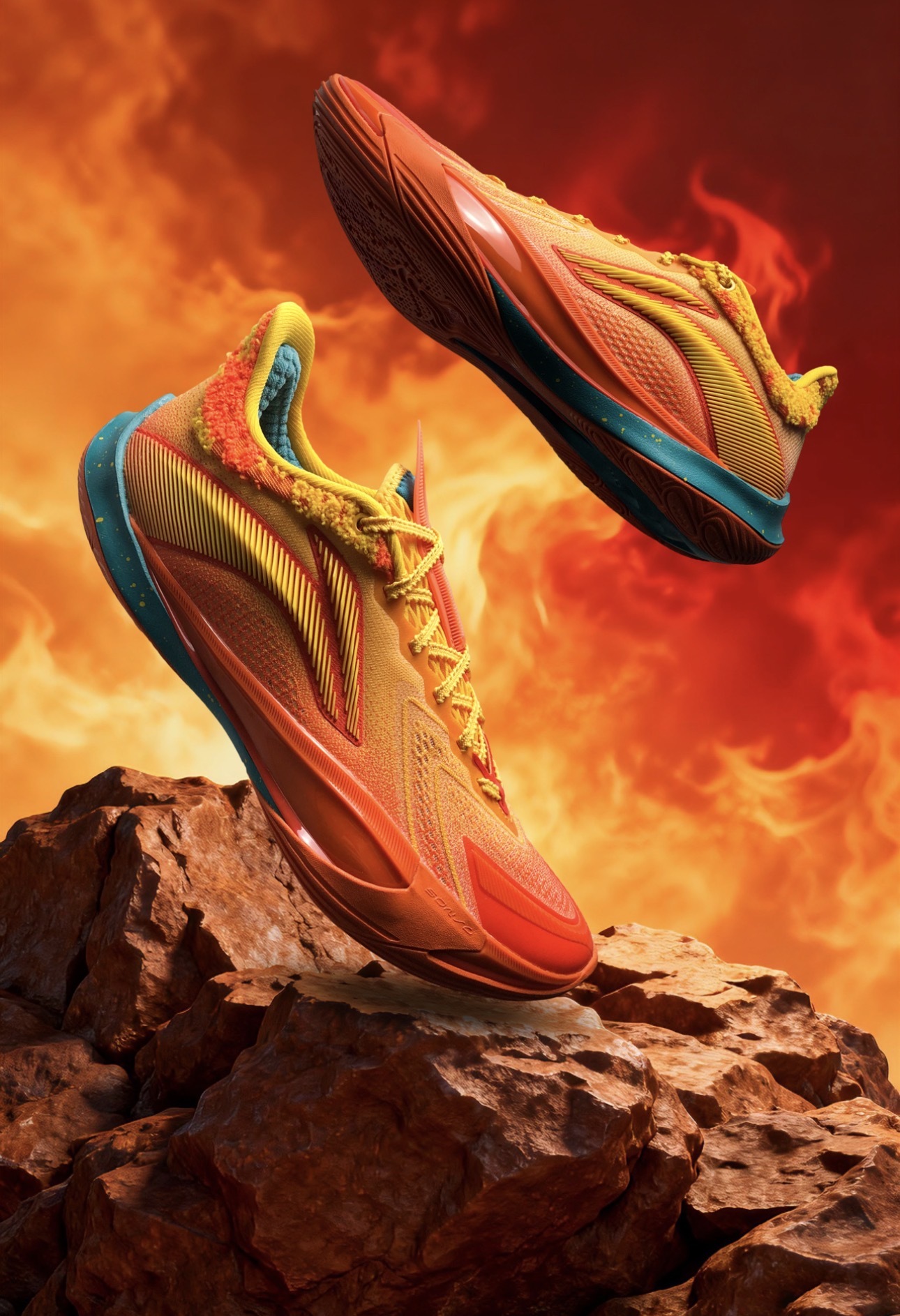 〈連線代購商品〉寶可夢 Pokemon 噴火龍 x 李寧 LI-NING 音速13v2 緩震 支撐 實戰 籃球鞋【ABAV075-5】