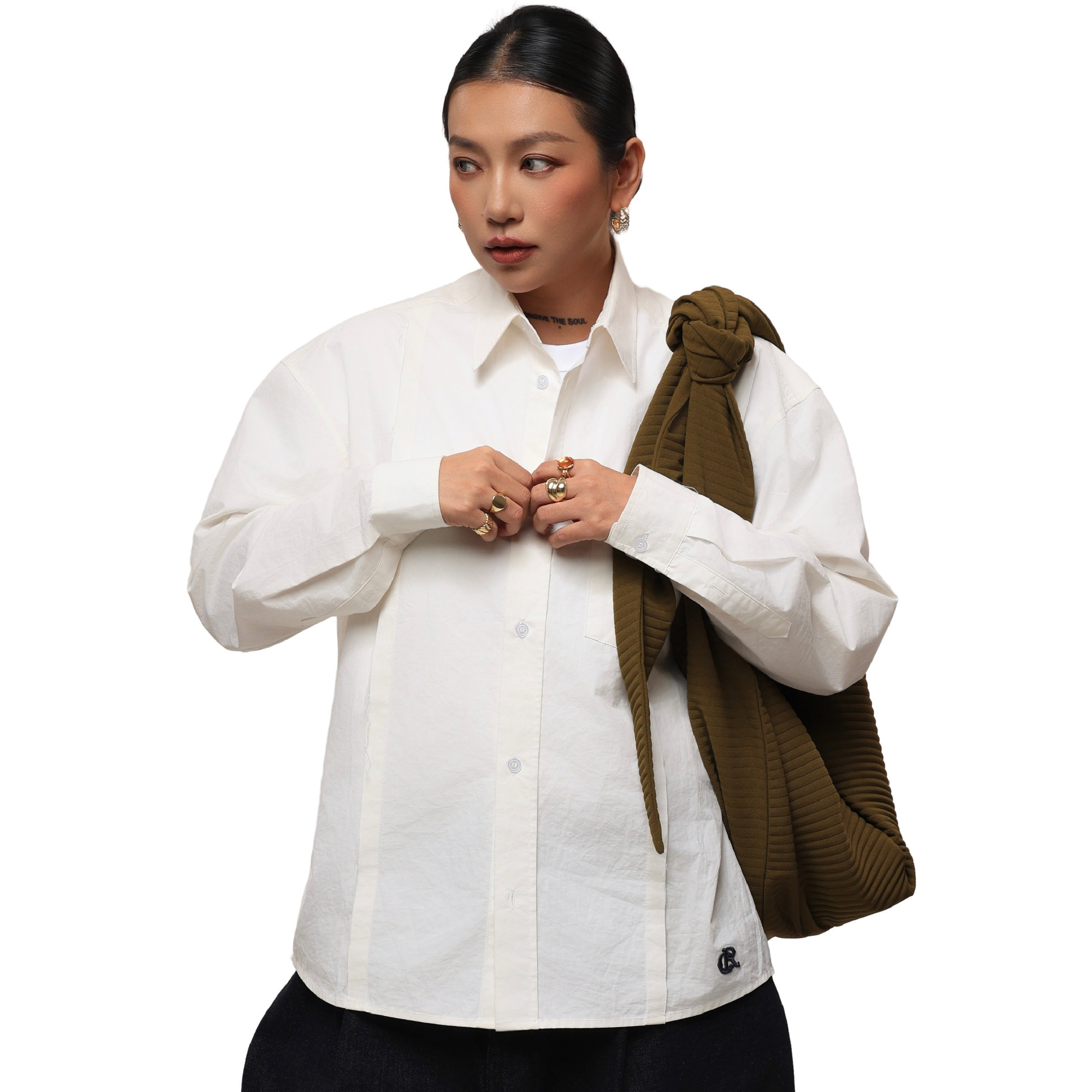 6cRAyon Patchwork Poplin Embroidered Shirt 拼接府綢刺繡 長袖襯衫