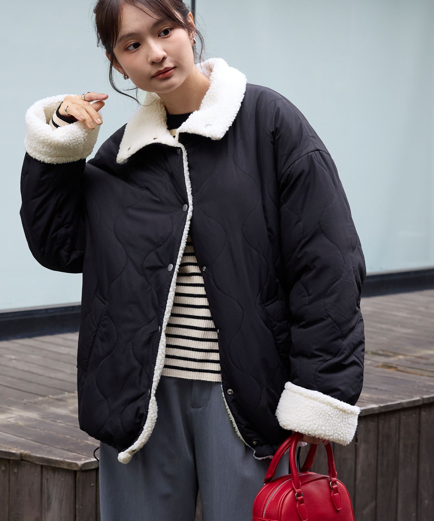 【預購】日本MONO-MART 雙面 可穿 2WAY 防風 羊羔毛 可立領 保暖 外套