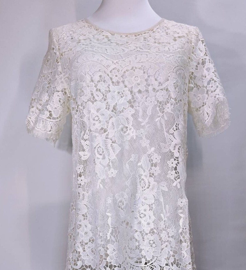 浪漫古典短袖鏤空蕾絲長版洋裝 C14