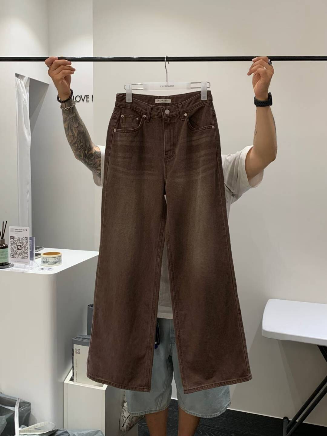 #AD97水洗咖色直筒褲