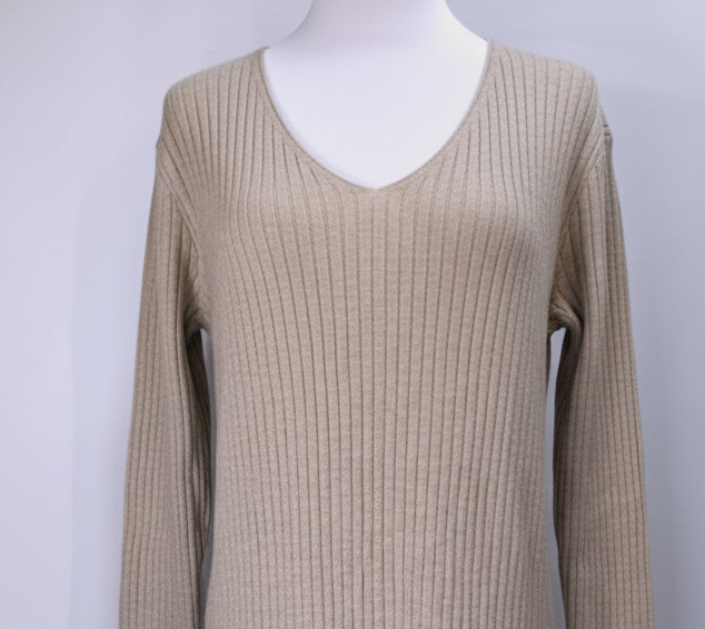 領直紋羅紋長袖連身裙 C12