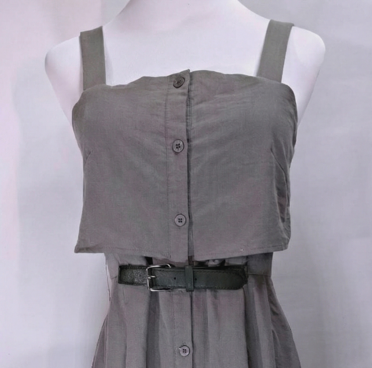 知性都會寬肩帶排釦中長款洋裝 C11