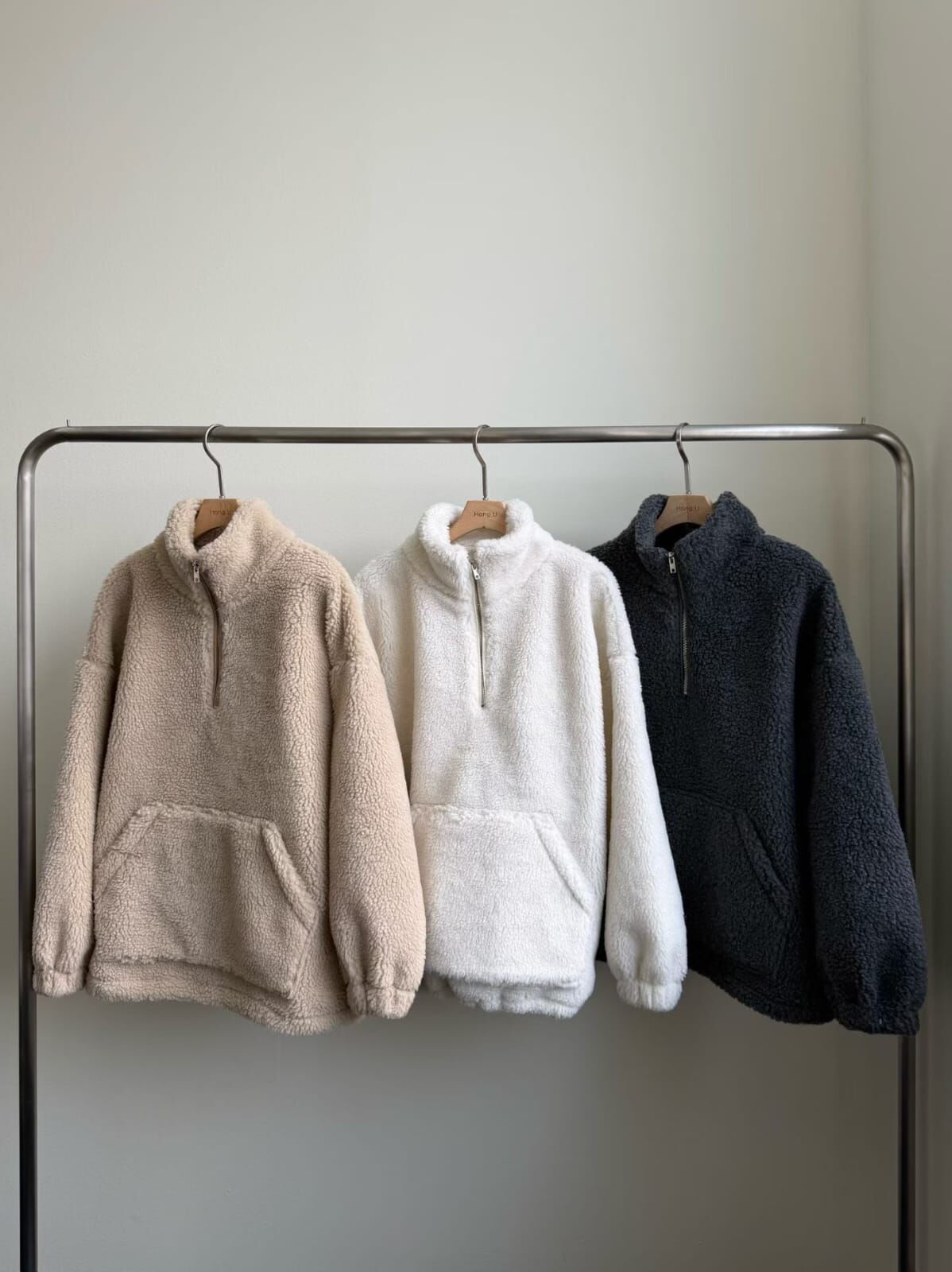 HN5302 粒粒羊羔毛拉鏈企領衛衣