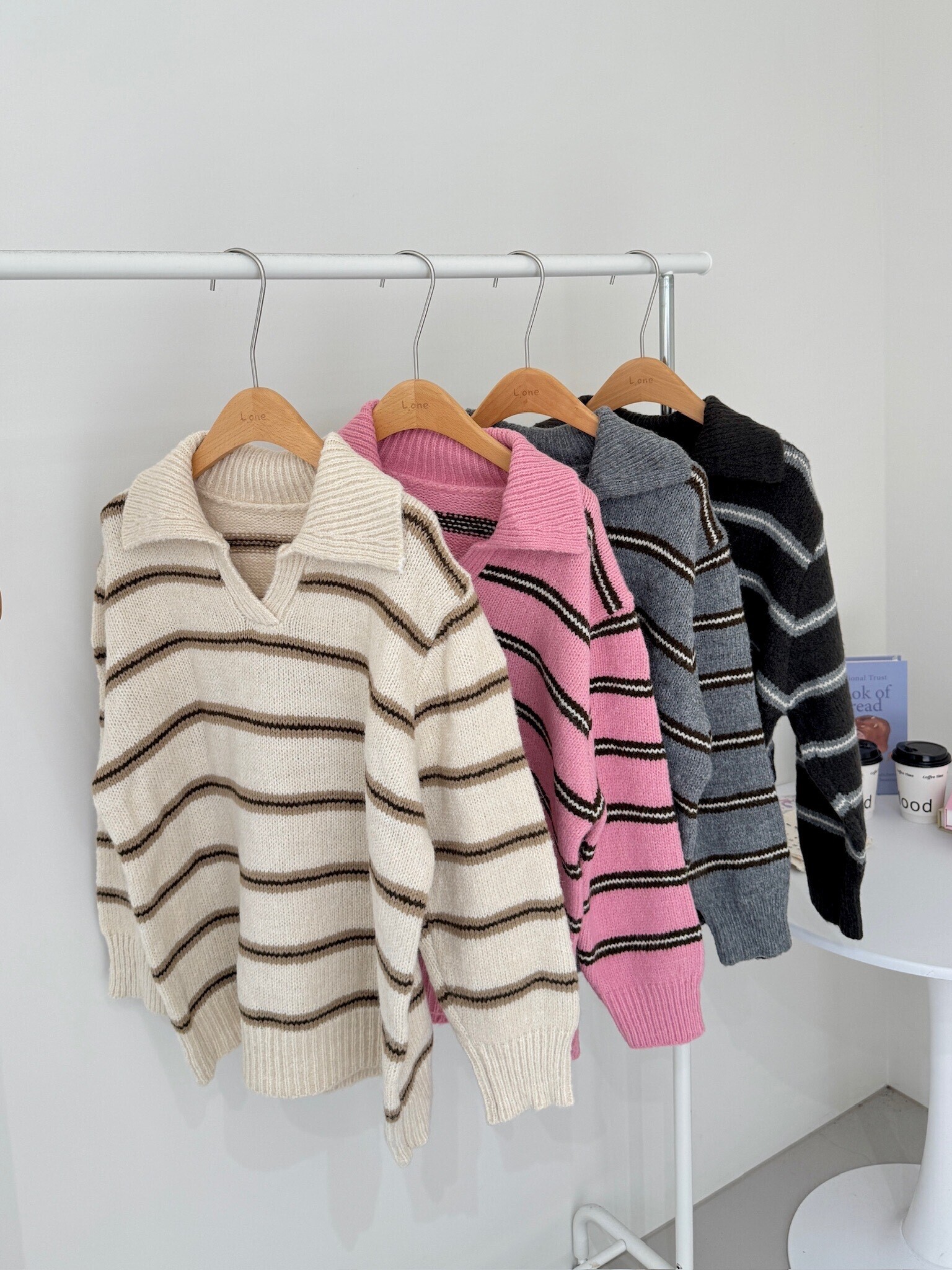 條紋撞色針織上衣