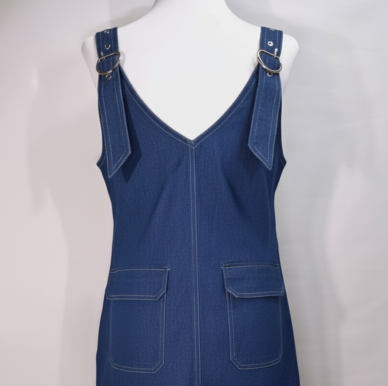 排釦飾釦工裝丹寧洋裝 C8