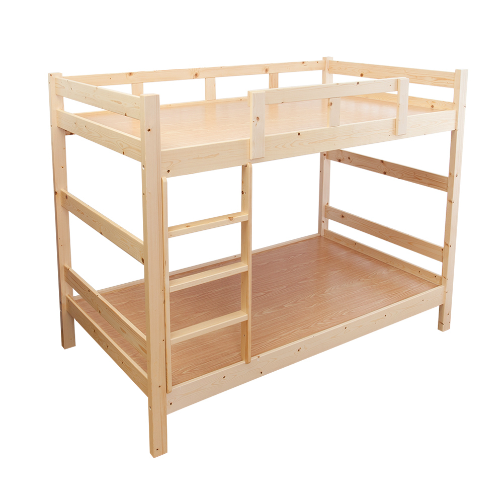 尼凱3.5尺實木雙層床架(原木色)