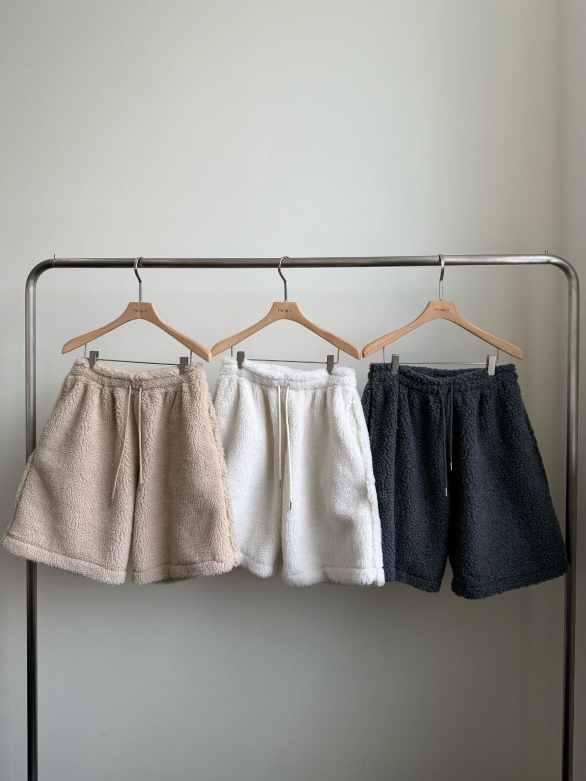 HN5303 粒粒羊羔毛橡筋腰A字短褲