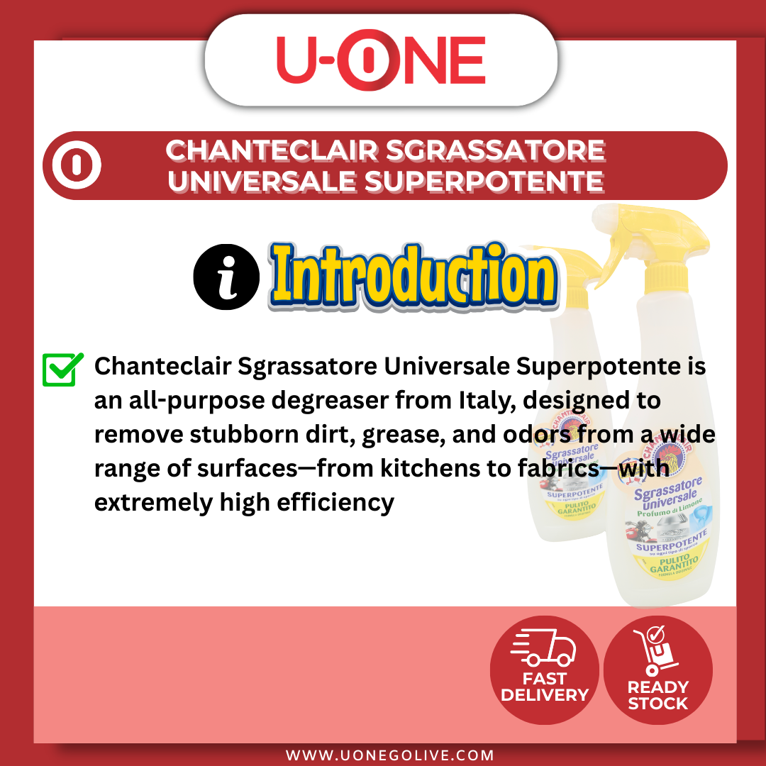 U-ONE | Chanteclair | Sgrassatore Universale Superpotente | Multi Cleaning | Perfume Of Lemon
