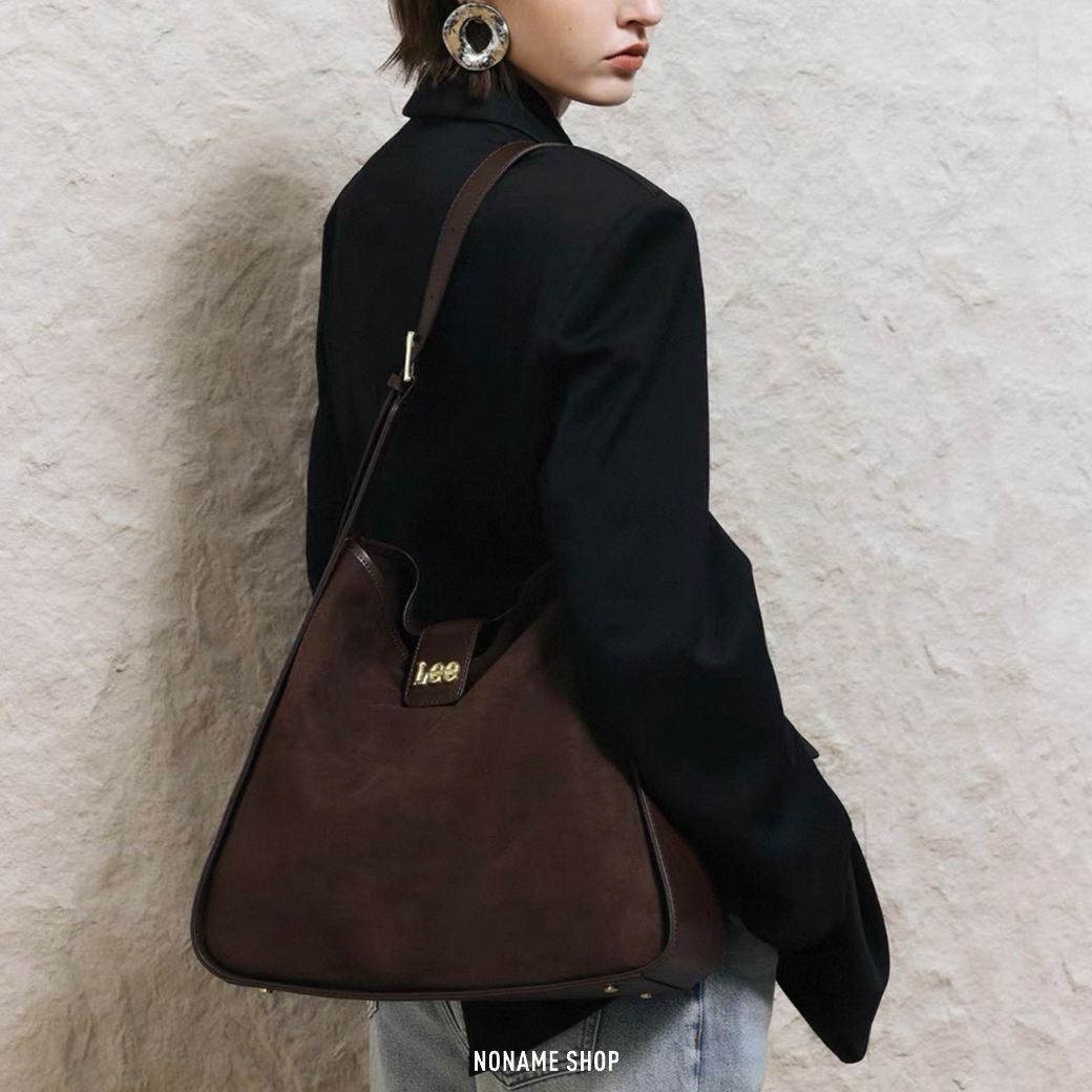 LEE 秋冬 高級 復古感 絨面 HOBO包 單肩包 子母包 兩色