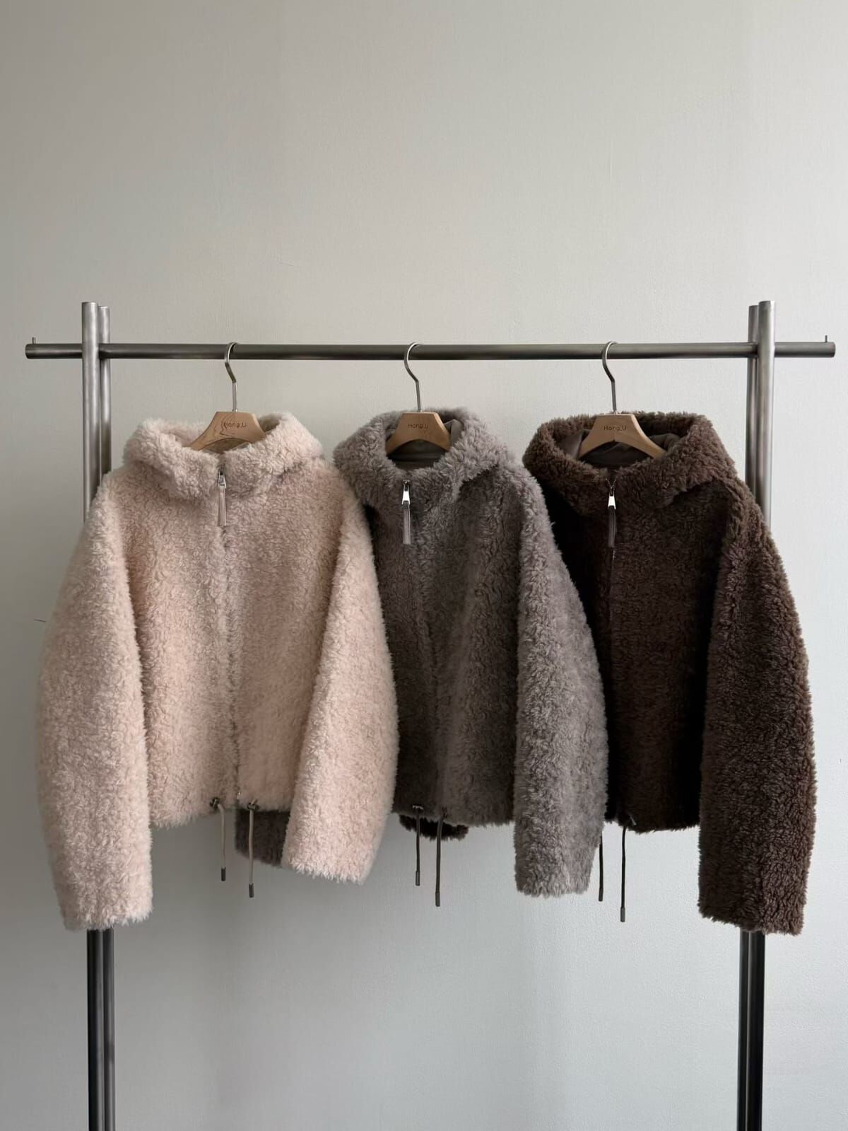 HN5306 熊啤啤拉鏈連帽束腰外套