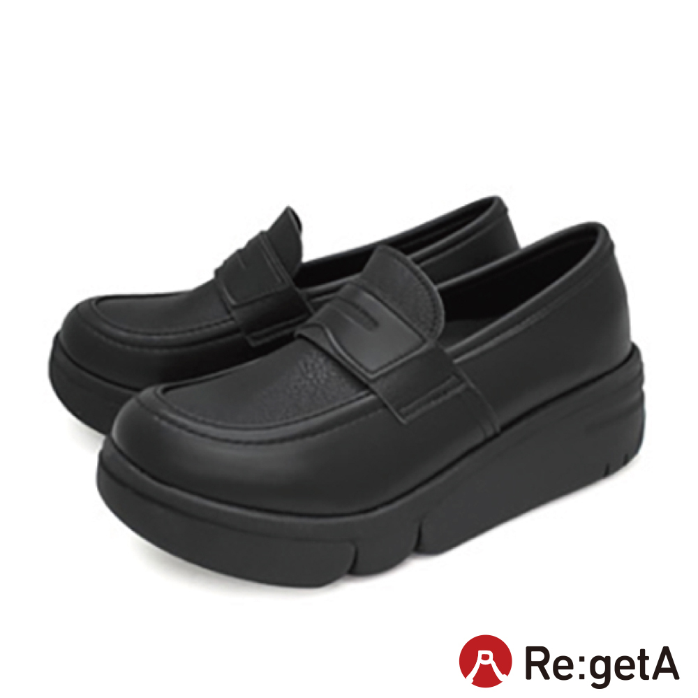 大阪樂步健康鞋 Re:getA輕量厚底樂福鞋RE164(BLK-黑色)