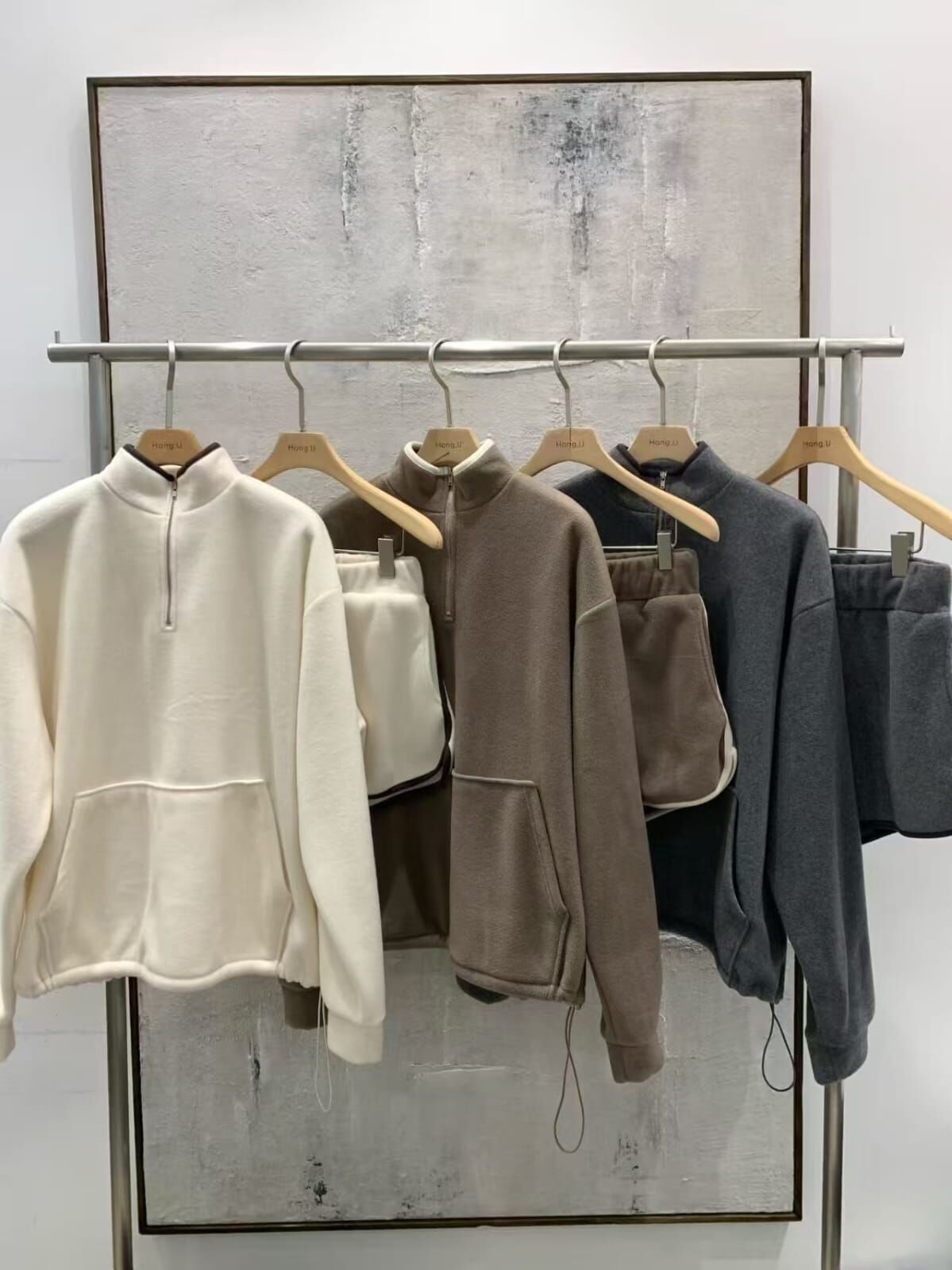 HN5310 全橡筋拼色邊休閒短褲