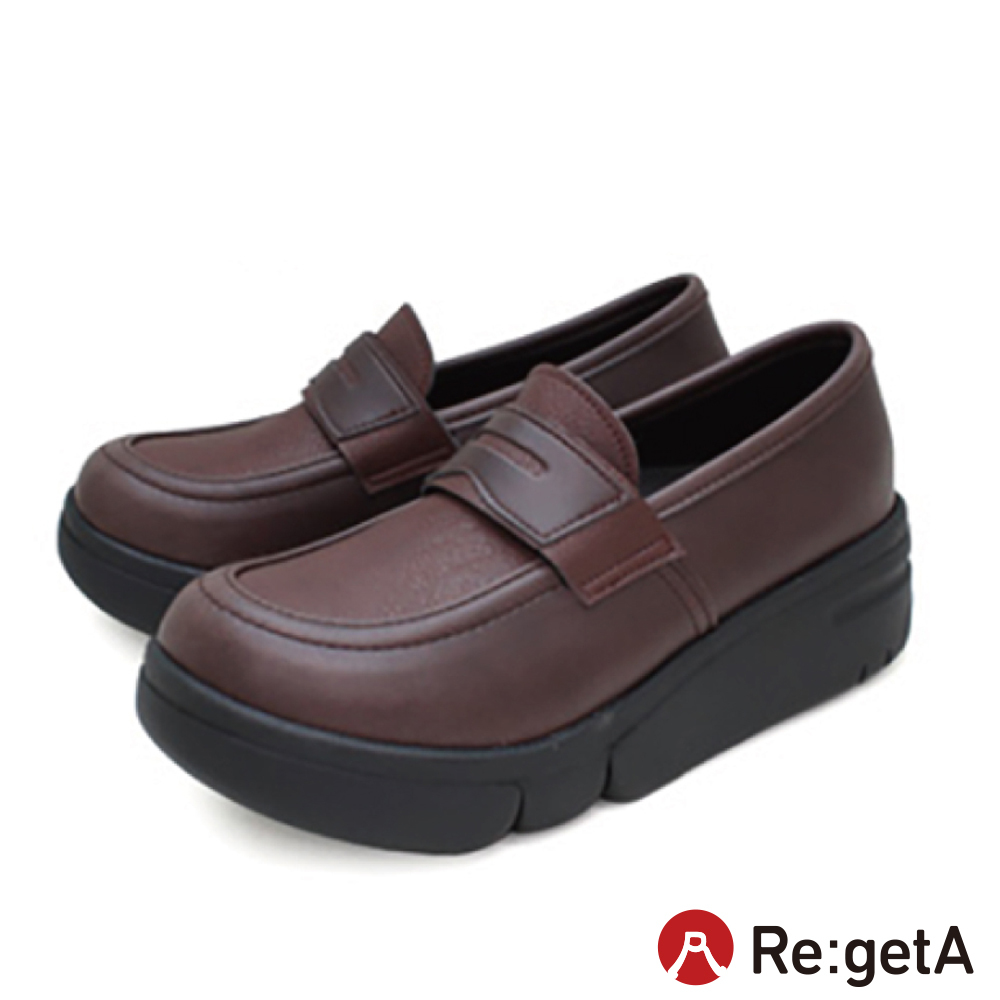 大阪樂步健康鞋 Re:getA輕量厚底樂福鞋RE164(DBR-深咖啡)