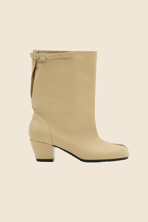 PAES - 寬版TABI靴 檸檬米色