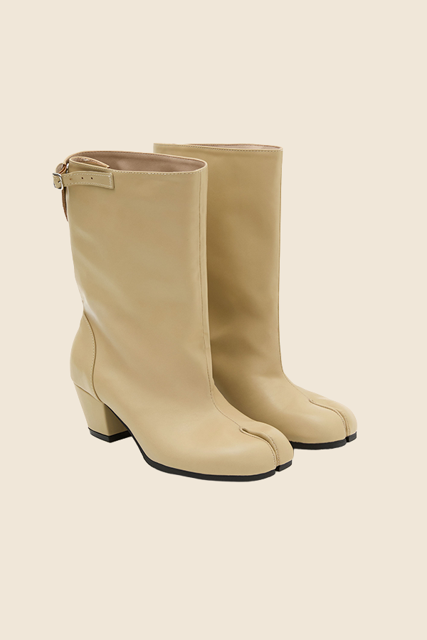 PAES - 寬版TABI靴 檸檬米色