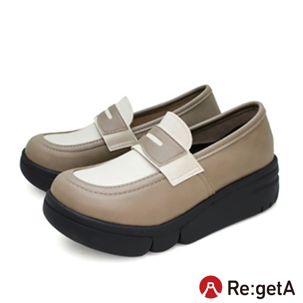 大阪樂步健康鞋 Re:getA輕量厚底樂福鞋RE164(BEG-米白色)