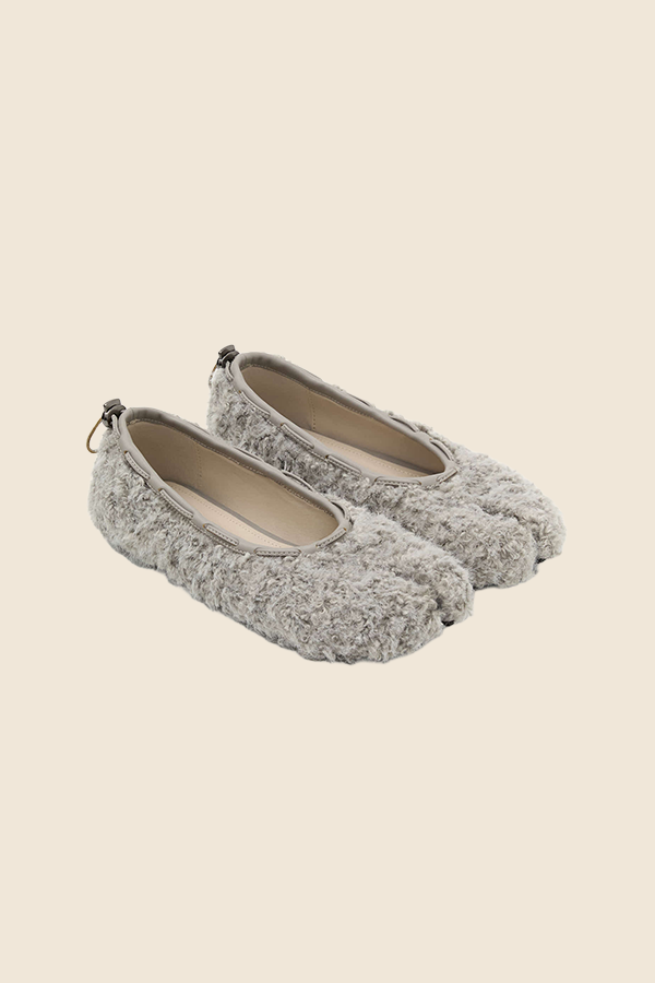 PAES - TEDDY絨毛平底鞋（灰色）