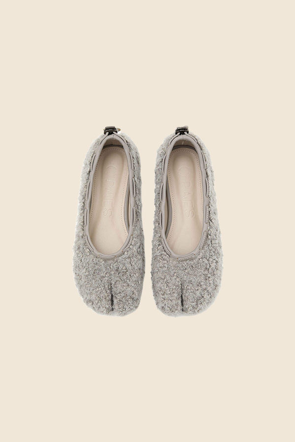 PAES - TEDDY絨毛平底鞋（灰色）