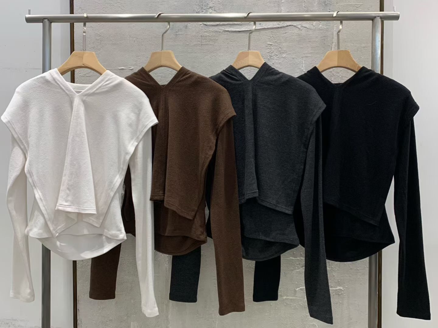 HN5314 綁結小披肩圓領上衣兩件套