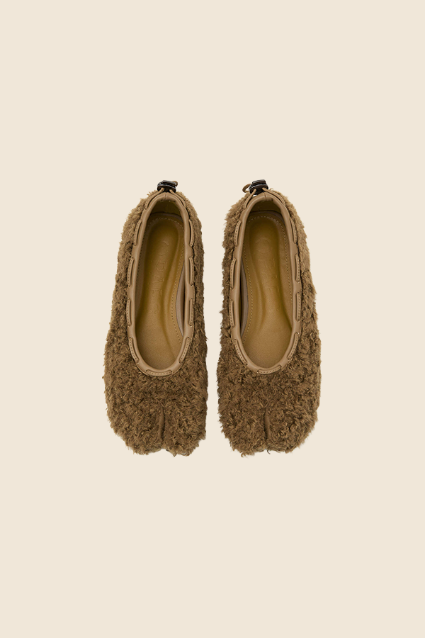 PAES - TEDDY絨毛平底鞋（咖啡）