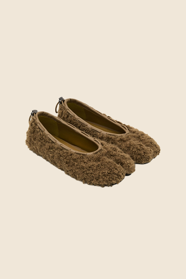 PAES - TEDDY絨毛平底鞋（咖啡）