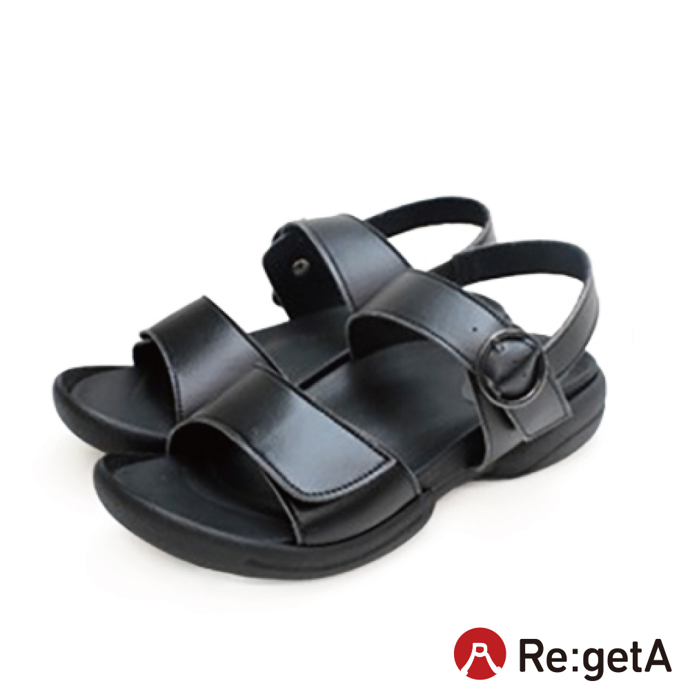 大阪樂步健康鞋 Re:getA Work魔鬼氈涼鞋RW1014(BLK-黑色)