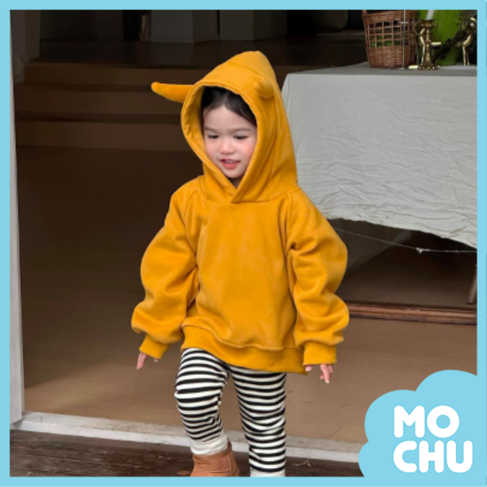 尖尖角加絨連帽上衣