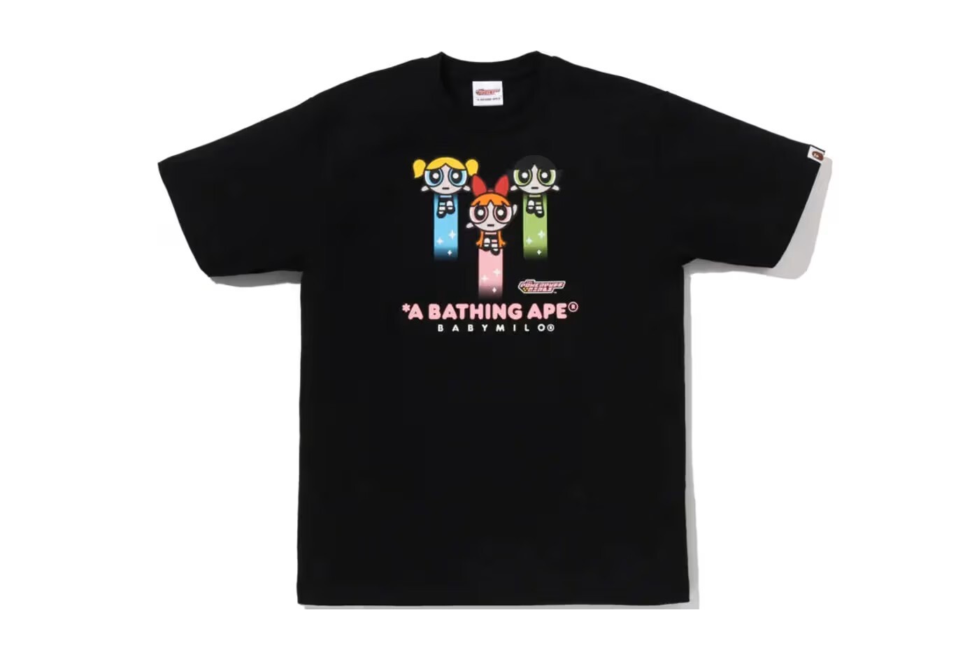 -(B4c03)- A BATHING APE BAPE X THE POWERPUFF GIRLS 飛天小女警 三人仔 泡泡 毛毛 花花 短Ｔ黑/白色