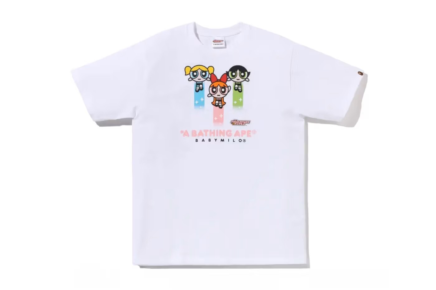 -(B4c03)- A BATHING APE BAPE X THE POWERPUFF GIRLS 飛天小女警 三人仔 泡泡 毛毛 花花 短Ｔ黑/白色