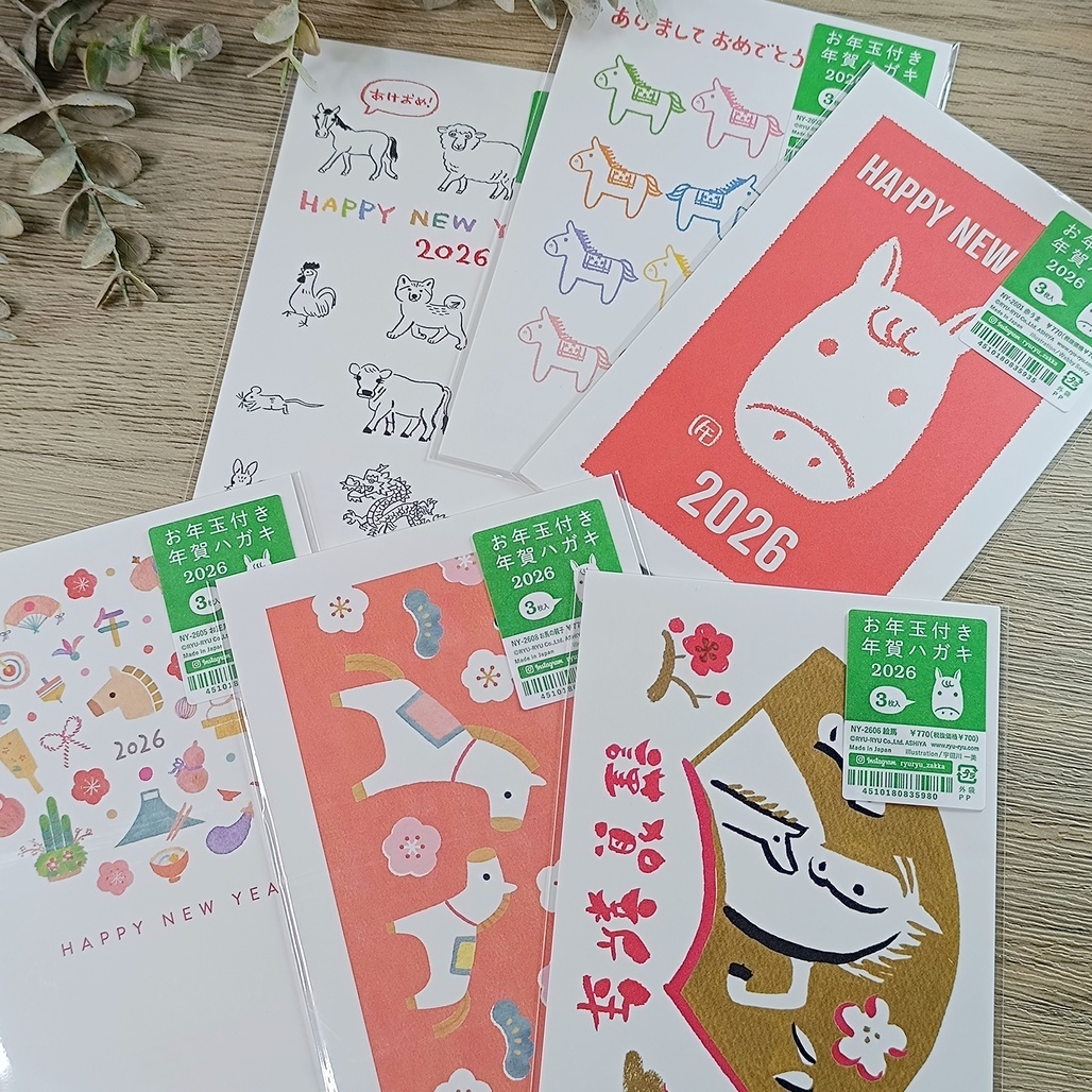 日本RYU-RYU．2026馬年賀年卡 明信片(3入) 共六款