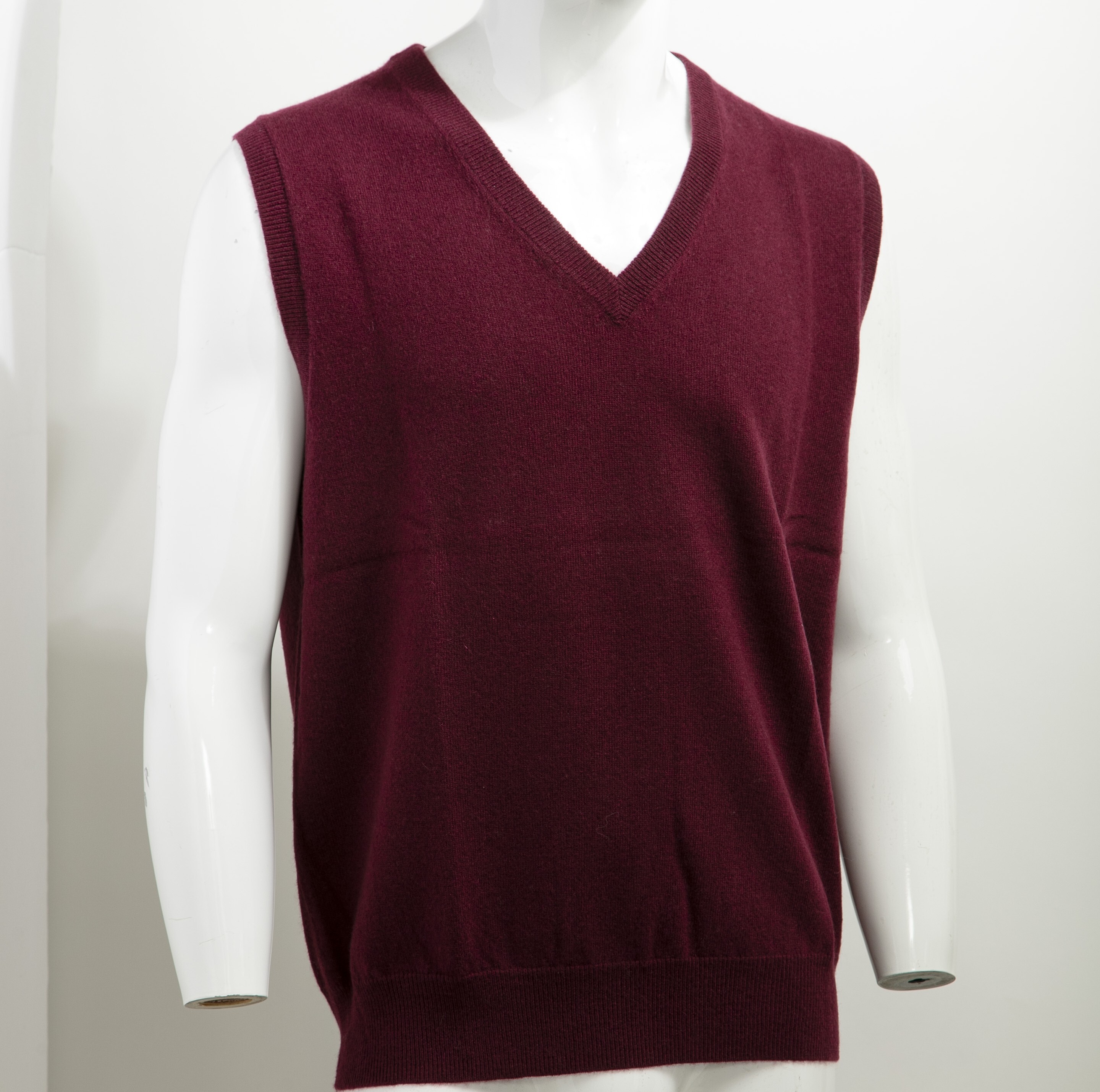 Lauriano Preola - 男裝淨色V領茄士咩羊毛背心 2-VT/SOLID