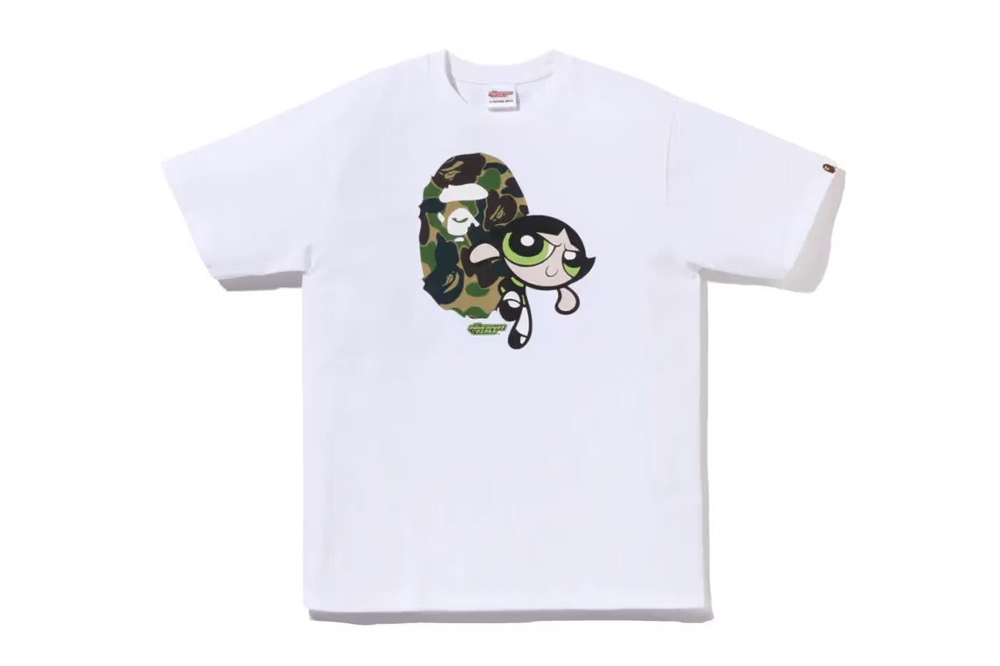 -(B4c03)- A BATHING APE BAPE X THE POWERPUFF GIRLS 飛天小女警 大頭 短Ｔ白色 泡泡/毛毛/花花